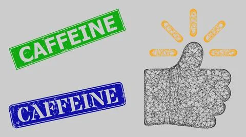 Textured Caffeine Seals and Network Shining Thumb Web Mesh Stock Illustration