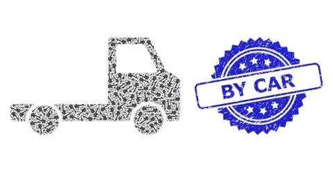 Textured By Car Stamp and Recursive Delivery Car Chassi Icon Composition Illustrazione stock