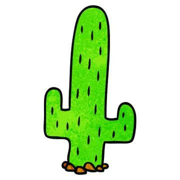 Textured cartoon doodle of a cactus Stock Illustration