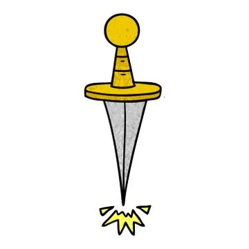 Textured cartoon doodle of a small dagger Stock Illustration