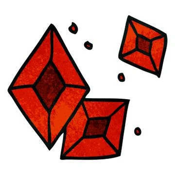Textured cartoon doodle of some ruby gems Stock Illustration