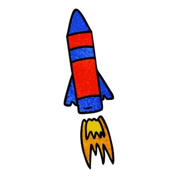 Textured cartoon doodle of a space rocket Illustrazione stock