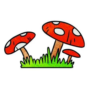 Textured cartoon doodle of a toad stool Stock Illustration