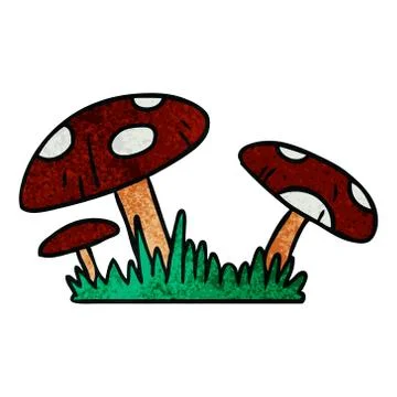Textured cartoon doodle of a toad stool Stock Illustration