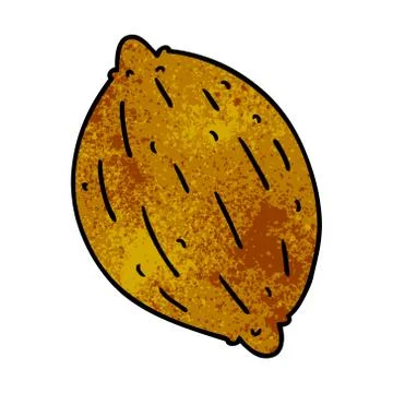 Textured cartoon of a single walnut Stock Illustration