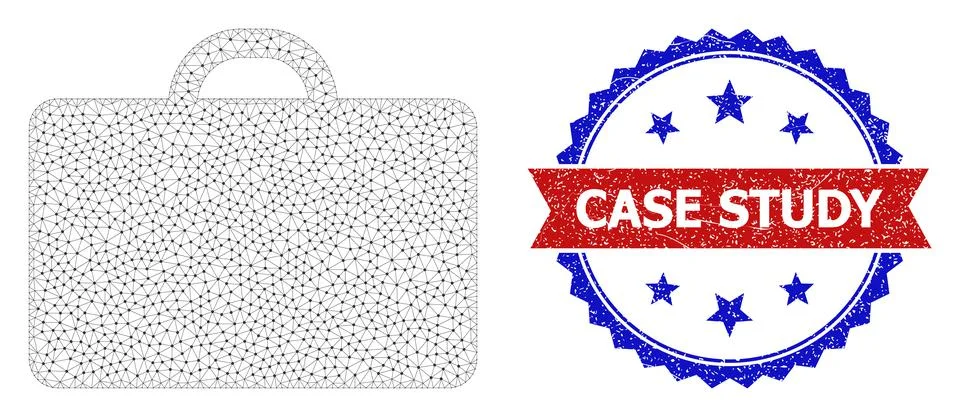 Textured Case Study Round Rosette Bicolor Badge and Mesh 2D Case Illustrazione stock