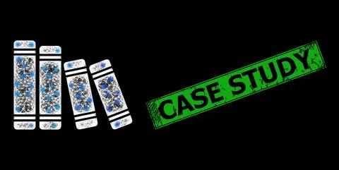 Textured Case Study Stamp and Network Books Mesh with Bright Flash Nodes Illustrazione stock