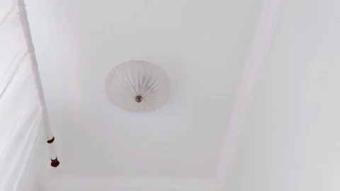 Textured Ceiling Light in White Space: Minimal, Soft, Quiet Charm 스톡 동영상 312866611