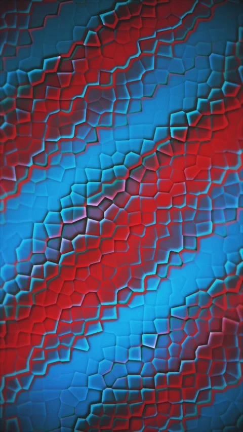 Textured Cellular Pattern Loop in Bright Red and Electric Blue Stock Footage 337374751