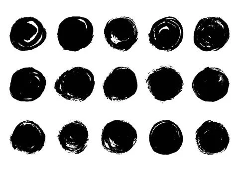 Textured circles, Grunge Design Elements. Dirty texture banners. Ink splashes Stock Illustration