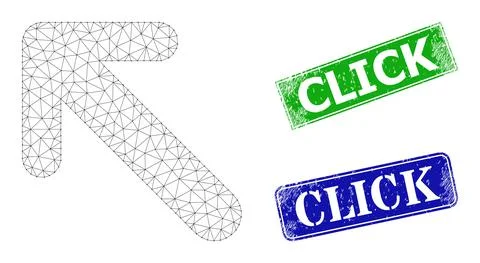 Textured Click Badges and Triangular Mesh Arrow up Left Icon Illustrazione stock