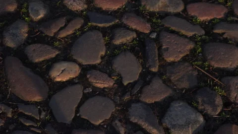 Textured cobble stone road background textured surface close up UK 4K Stock Footage 149417198