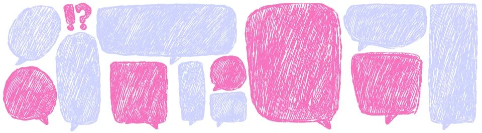 Textured crayon speech bubble collection Stock Illustration