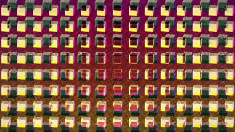 Textured Cube Grid Motion Graphic Rotating Cube Patterns Layered Stock Footage 313453776