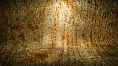 Textured curved wood background. empty podium lit in the middle. 3d render il 스톡 일러스트