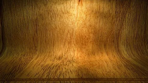 Textured curved wood background. empty podium lit in the middle. 3d render il 스톡 일러스트