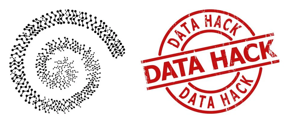 Textured Data Hack Watermark and Chart Icon Spiral Twist Mosaic Illustrazione stock