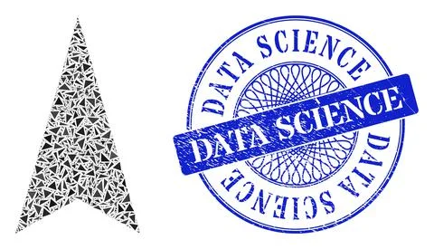 Textured Data Science Badge and Triangle Arrowhead Up Mosaic Stock Illustration