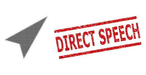 Textured Direct Speech Stamp and Halftone Dotted Arrowhead Right-Up Illustrazione stock