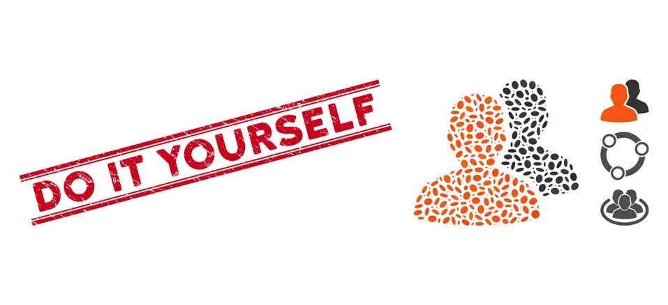 Textured Do It Yourself Line Seal and Mosaic Patients Icon Stock Illustration