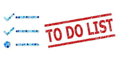 Textured To Do List Stamp and Checklist Collage of Round Dots Stock Illustration