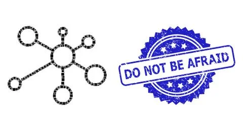 Textured Do Not Be Afraid Seal and Square Dot Collage Link Nodes Illustrazione stock