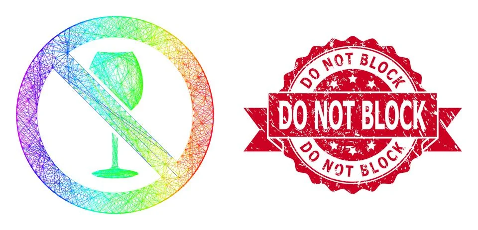 Textured Do Not Block Seal and LGBT Colored Net Forbidden Wine Stock Illustration
