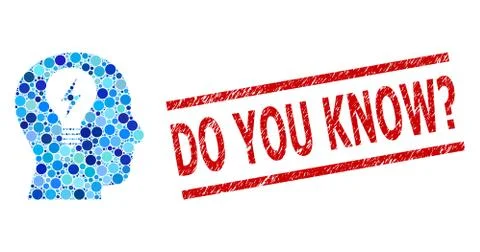 Textured Do You Know? Stamp and Head Bulb Composition of Rounded Dots Stock Illustration