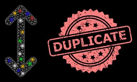 Textured Duplicate Stamp and Network Swap Arrows Vertically with Light Spots Stock Illustration