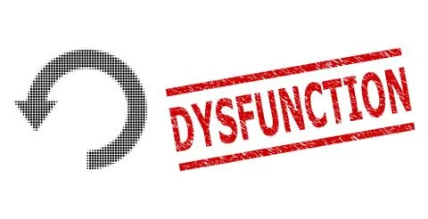 Textured Dysfunction Seal and Halftone Dotted Rotate Down Stock Illustration