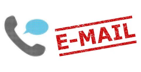 Textured E-Mail Seal and Halftone Dotted Phone Message Stock Illustration
