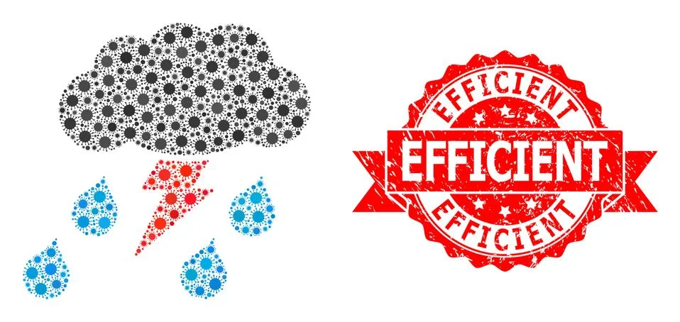 Textured Efficient Stamp and Covid-2019 Mosaic Thunderstorm Illustrazione stock