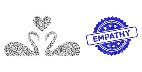 Textured Empathy Stamp and Recursion Love Swans Icon Mosaic Illustrazione stock