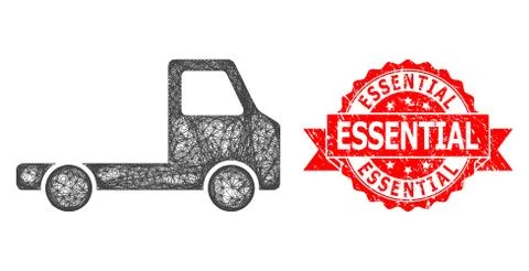Textured Essential Seal and Net Delivery Car Chassi Icon Stock Illustration