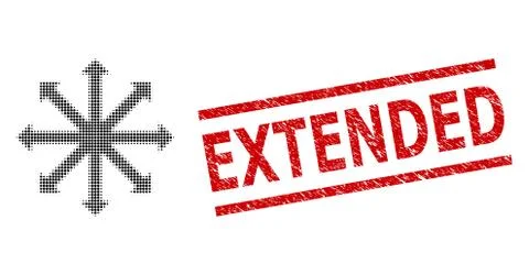 Textured Extended Stamp and Halftone Dotted Expand Arrows Illustrazione stock