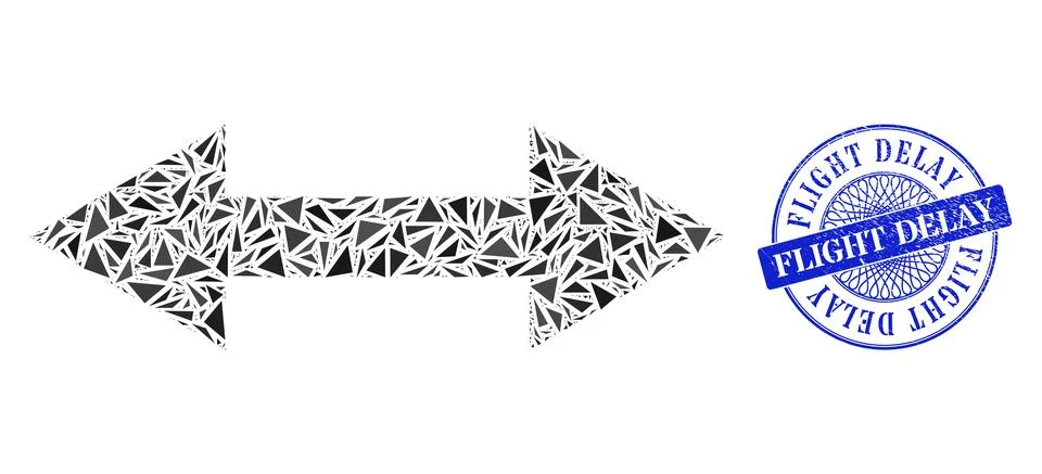 Textured Flight Delay Stamp and Triangle Horizontal Flip Mosaic 스톡 일러스트