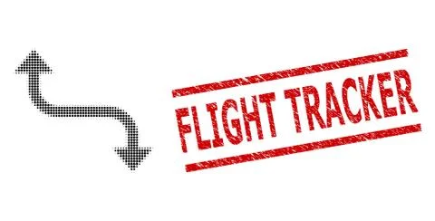 Textured Flight Tracker Seal and Halftone Dotted Opposite Bend Arrow Stock Illustration