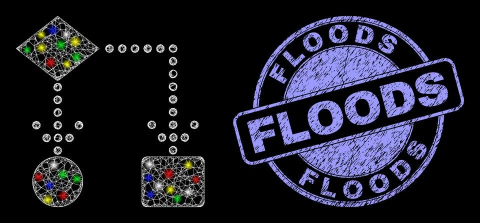 Textured Floods Watermark and Light Net Block Diagram Stock Illustration