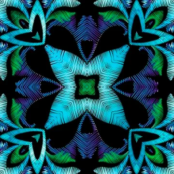 Textured floral vector seamless pattern. Colorful tapestry background. Repeat Illustrazione stock