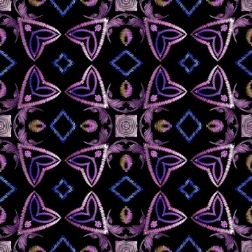 Textured floral vector seamless pattern. Colorful tapestry background. Repeat 스톡 일러스트