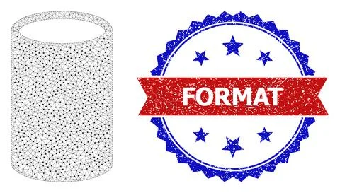 Textured Format Round Rosette Bicolor Seal and Mesh Network Cylinder Stock-Illustration