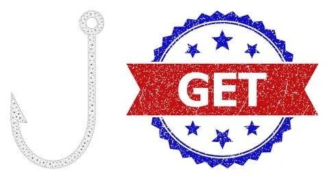 Textured Get Round Rosette Bicolor Seal and Mesh Network Fish Hook Illustrazione stock