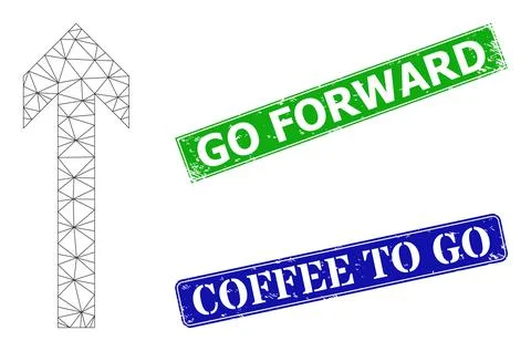 Textured Go Forward Imprints and Polygonal Mesh Move Up Icon Stock Illustration