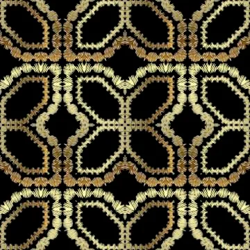 Textured gold vector seamless pattern. Arabian tapestry background. Repeat gr Stock Illustration