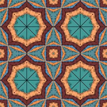 Textured grunge vector seamless pattern. Tapestry geometric arabesque backgro Illustrazione stock