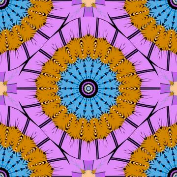 Textured grunge vector seamless pattern. Tapestry zig zag mandalas background 스톡 일러스트