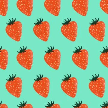 Textured hand drawn strawberry pattern Stock Illustration