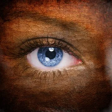 Textured human face close up Stock Photos