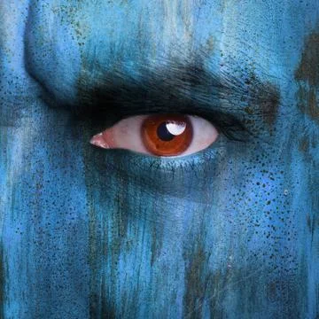 Textured human face close up Stock Photos