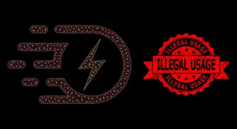 Textured Illegal Usage Stamp and Web Network Electric Strike イラスト素材